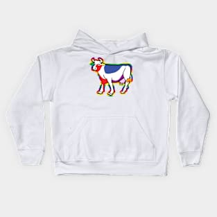 Gay pride happy positive cow Kids Hoodie